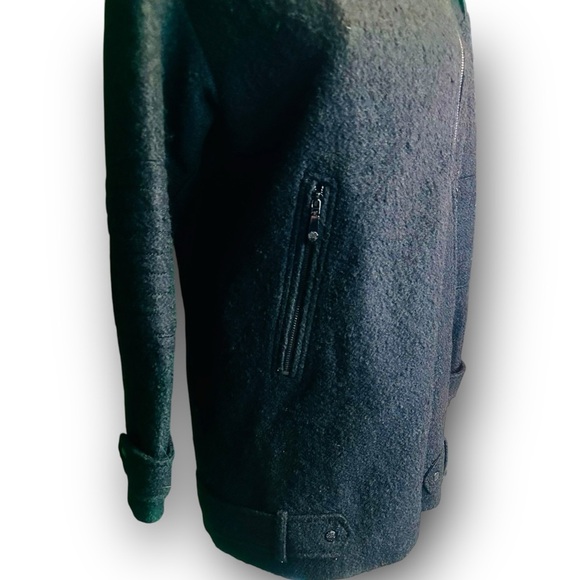 Vince Camuto Black Wool-Blend Moto Style Asymmetric Zip-Up Coat Size Medium - Picture 14 of 16